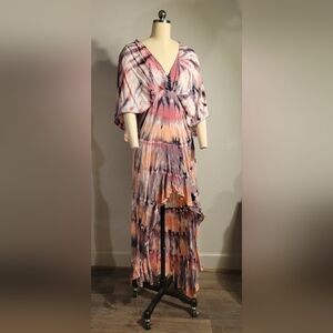 Pink/Purple Tie Dye High Low Maxi Dress